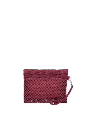 Me Fui pochette donna in rafia crochet prugna