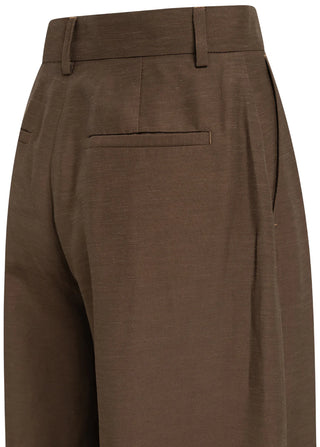 Blugirl pantaloni wide leg donna misto lino marrone
