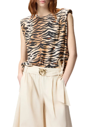 Pinko top Myranda con stampa animalier beige nero