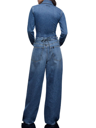 Liu Jo jeans gamba larga Dea con stringhe lavaggio blu