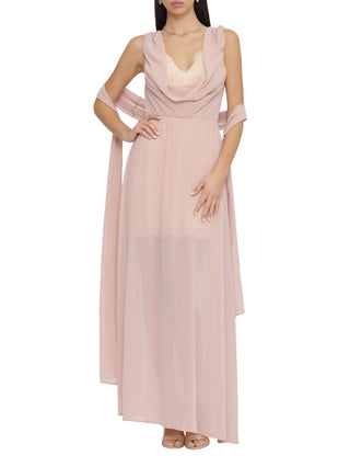 Aniye By abito lungo in georgette con sottoveste in pizzo rosa