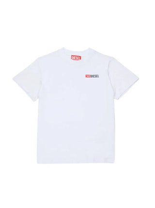 Diesel T-shirt bambino Utrim in cotone stretch bianco