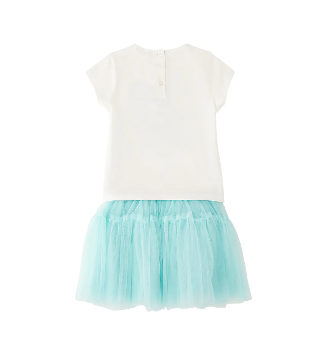 iDo completo bambina T-shirt e gonna in tulle bianco celeste