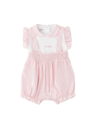 iDo pagliaccetto neonata in fantasia a quadretti rosa bianco