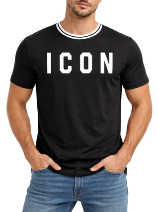 Icon T-shirt uomo in jersey con logo nero