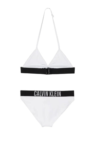 Calvin Klein bikini bambina con banda logata bianco