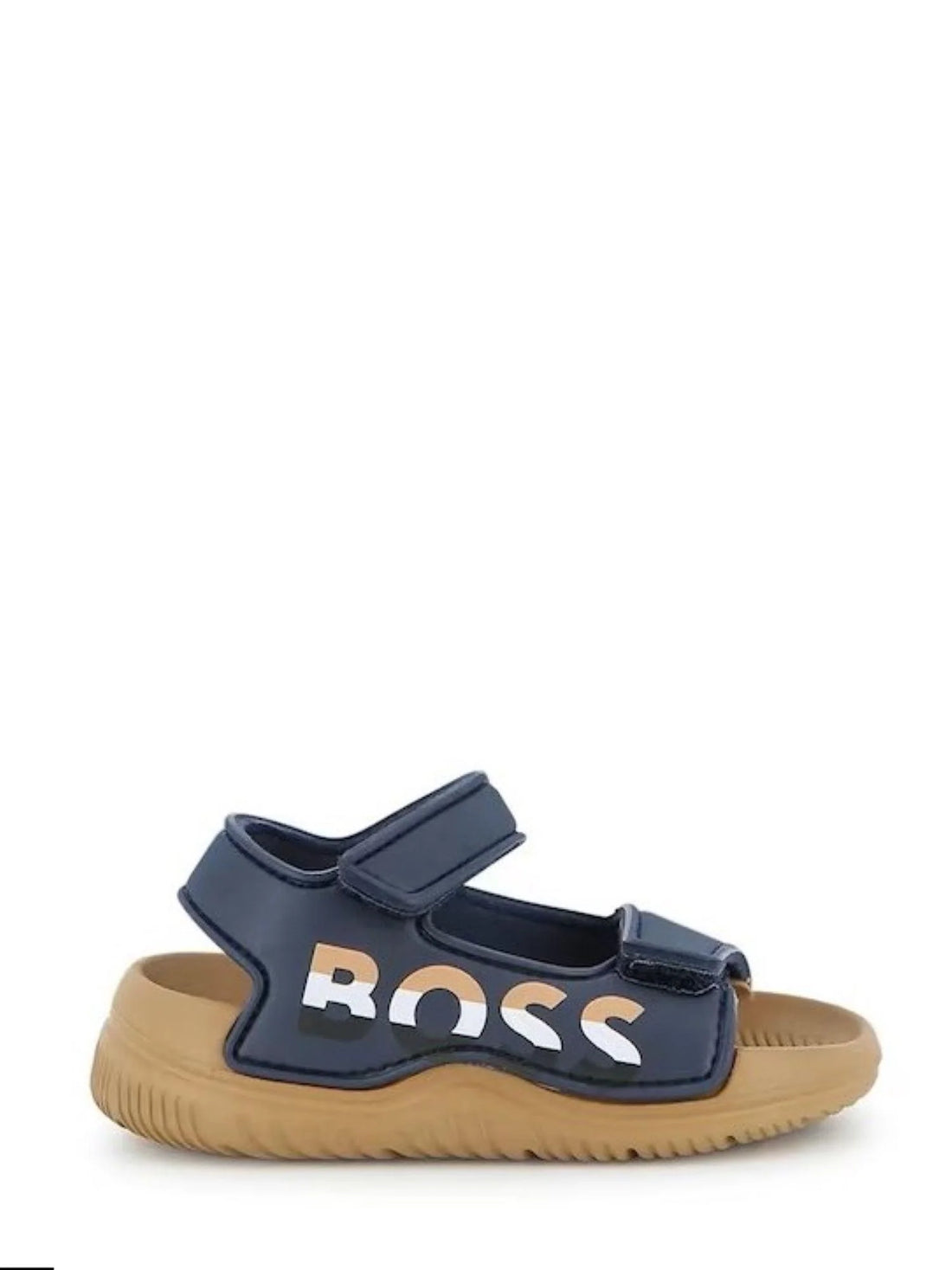 Boss sandali bambino in ecopelle con strappi blu