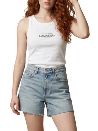 Calvin Klein Jeans canotta donna a costine bianco