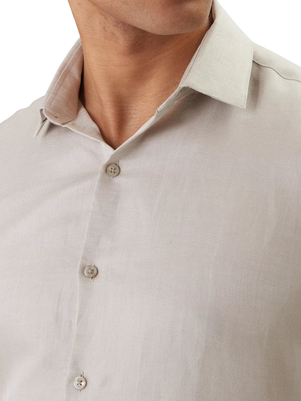 Calvin Klein camicia uomo misto lino slim fit tortora