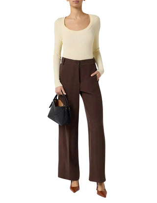 Sandro Ferrone pantaloni donna gamba larga misto viscosa marrone