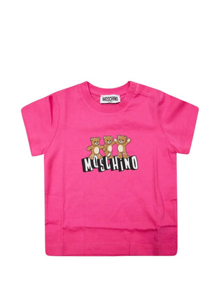 Moschino T-shirt manica corta neonata con orsetti fucsia