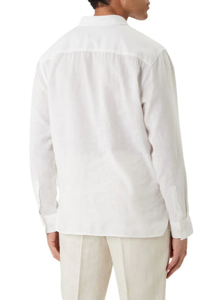 Calvin Klein camicia uomo manica lunga misto lino bianco