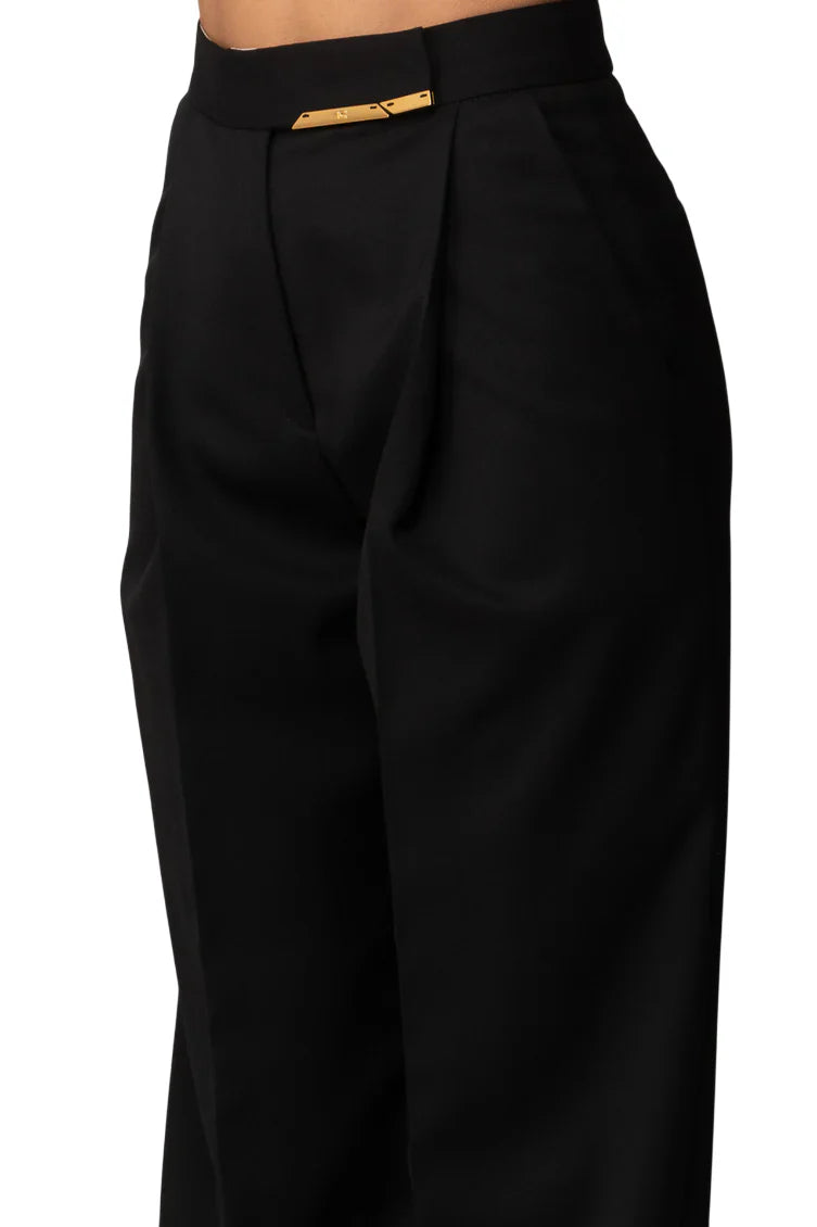 Elisabetta Franchi pantaloni gamba larga donna con pinces nero