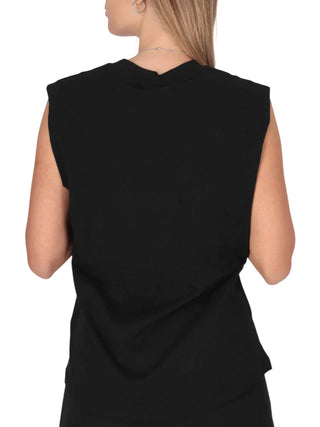 County of Milan T-shirt smanicata con stampa iconica laminata nero