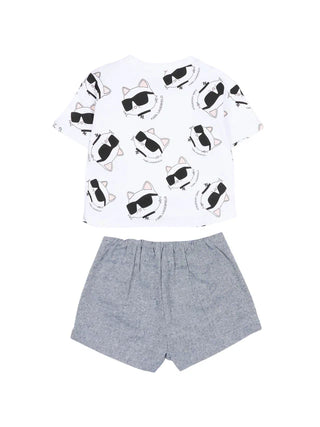 Karl Lagerfeld completo bambina T-shirt e shorts bianco nero