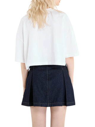Calvin Klein Jeans T-shirt crop donna con logo bianco