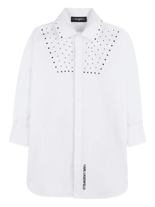 Karl Lagerfeld Jeans abito chemisier con strass bianco
