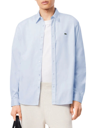 Lacoste camicia uomo manica lunga in cotone celeste