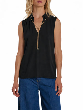 Relish blusa smanicata Jeanne con catenina nero