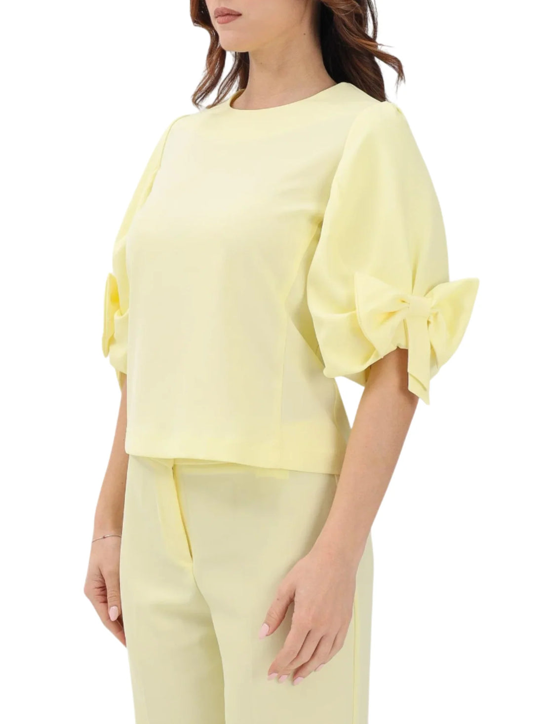 Vicolo blusa manica 3/4 con fiocco giallo