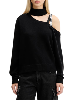 Karl Lagerfeld Jeans maglia dolcevita con cut out nero A4W18019 999 KARL LAGERFELD 