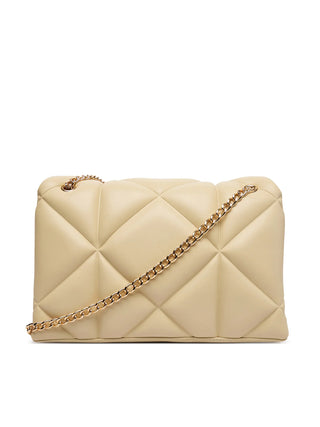Love Moschino borsa a spalla in ecopelle trapuntata beige chiaro
