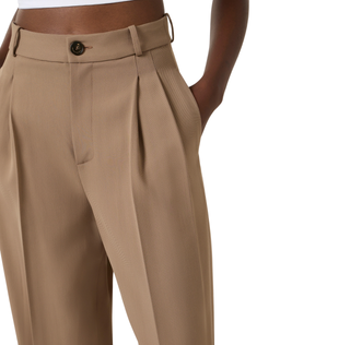 Elisabetta Franchi pantaloni in gabardina con pinces cammello