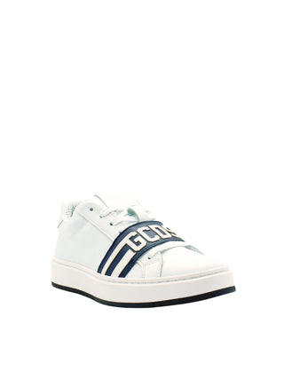 GCDS sneakers bambino in pelle con logo bianco