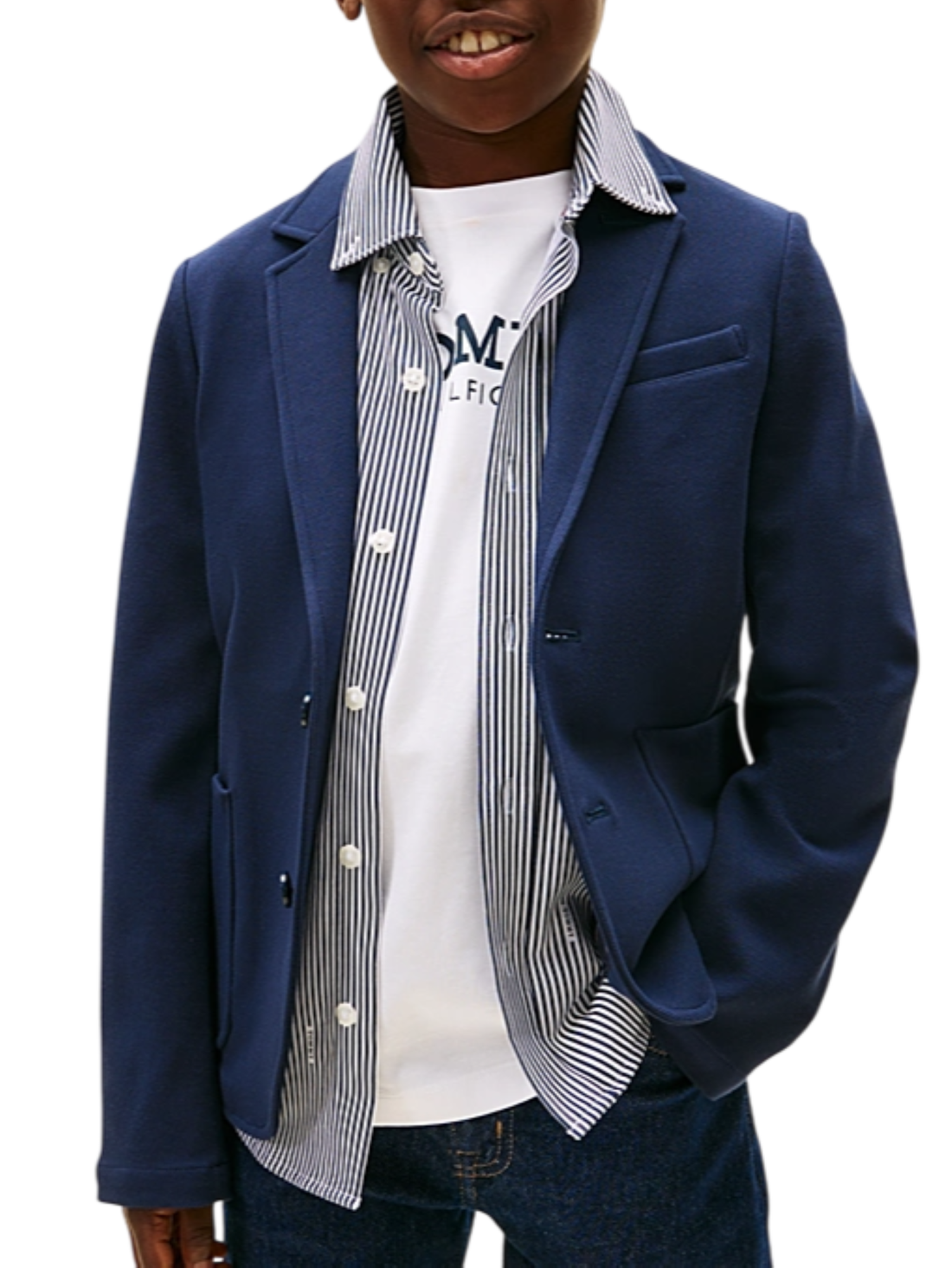 Tommy Hilfiger giacca blazer bambino in piquè blu