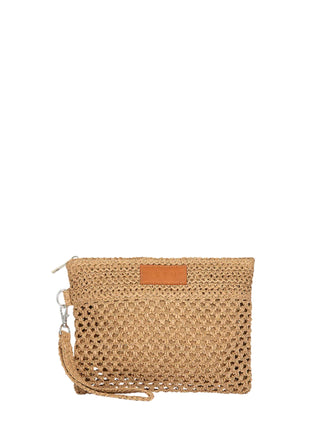 Me Fui pochette donna in rafia crochet beige MA26-SW0055 LB ME FUI 
