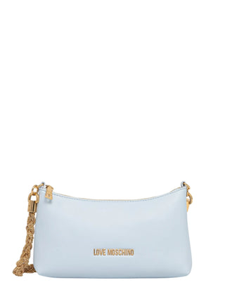 Love Moschino borsa in ecopelle con manico gioiello celeste