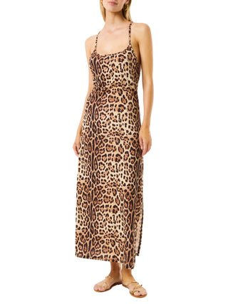 4giveness abito lungo in fantasia animalier beige