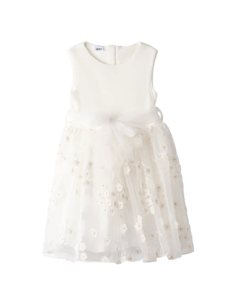 iDo abito cerimonia bambina con ricami floreali panna