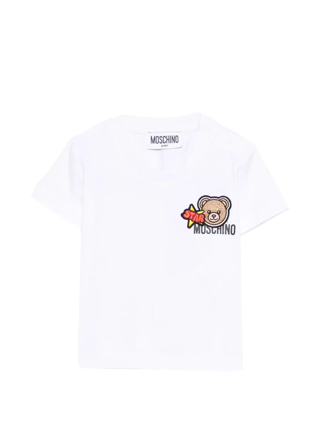 Moschino T-shirt neonato con patch orsetto bianco