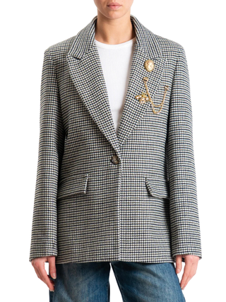 Vicolo giacca blazer in fantasia pied de poule multicolor TF2086 PANNA-NERO-VERDE VICOLO 