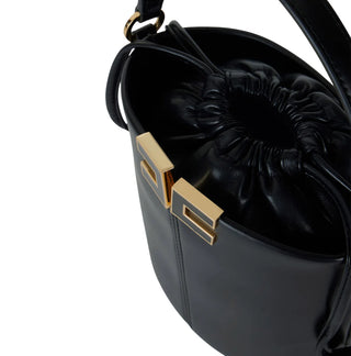 Elisabetta Franchi borsa a secchiello in ecopelle con logo nero