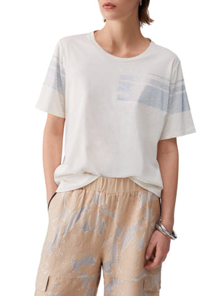 Liu Jo T-shirt manica corta con strass panna