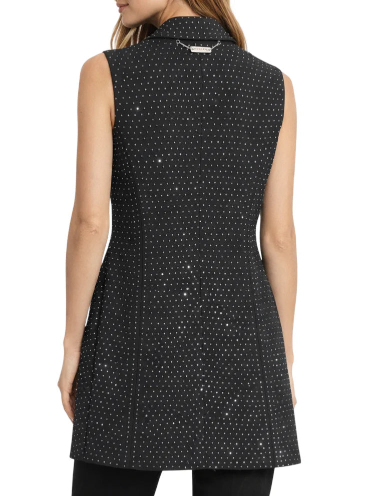 John Richmond giacca smanicata doppiopetto con strass nero