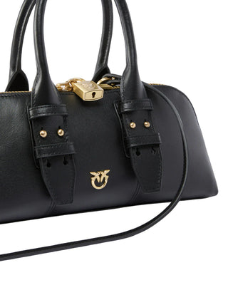Pinko borsa Bowling Bag in pelle nero oro