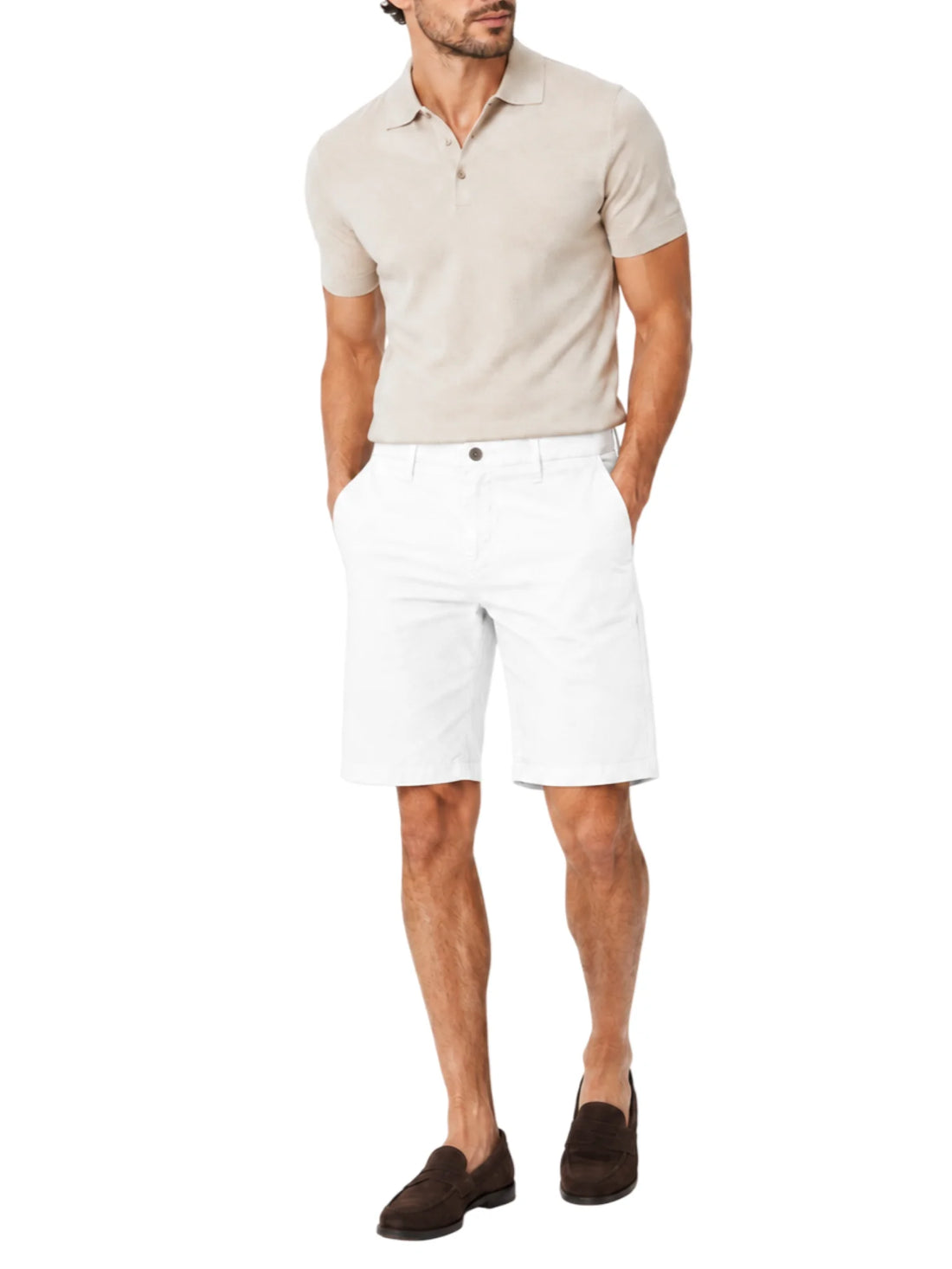 Le Braghe bermuda uomo in rasatello di cotone bianco