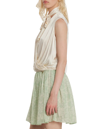 Relish blusa smanicata satin con fusciacca avorio