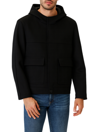 Alta Tensione giubbino uomo in panno con cappuccio nero 4189-SONDA NERO ALTA TENSIONE