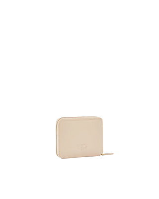 Pinko portafogli in pelle Taylor con zip beige oro