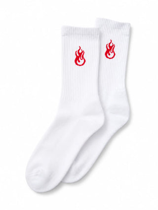 Vision of Super calzini uomo ricamo flame bianco
