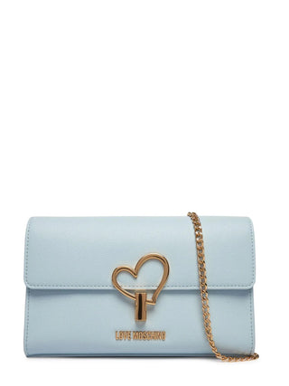 Love Moschino borsa a tracolla in ecopelle martellata celeste
