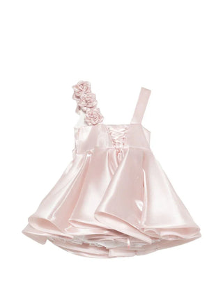 Colori Chiari abito bambina cerimonia con applicazioni floreali rosa