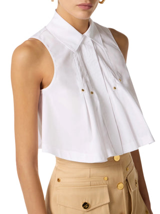 Elisabetta Franchi camicia crop in cotone bianco