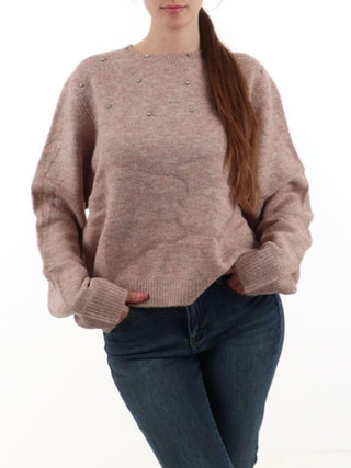 Yes Zee maglia donna con applicazioni gioiello rosa M082-JZ00 0805 YES-ZEE