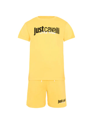 Just Cavalli completo bambino T-shirt e shorts con logo giallo JIP26090CJ YELLOW DAFFODIL JUST CAVALLI 