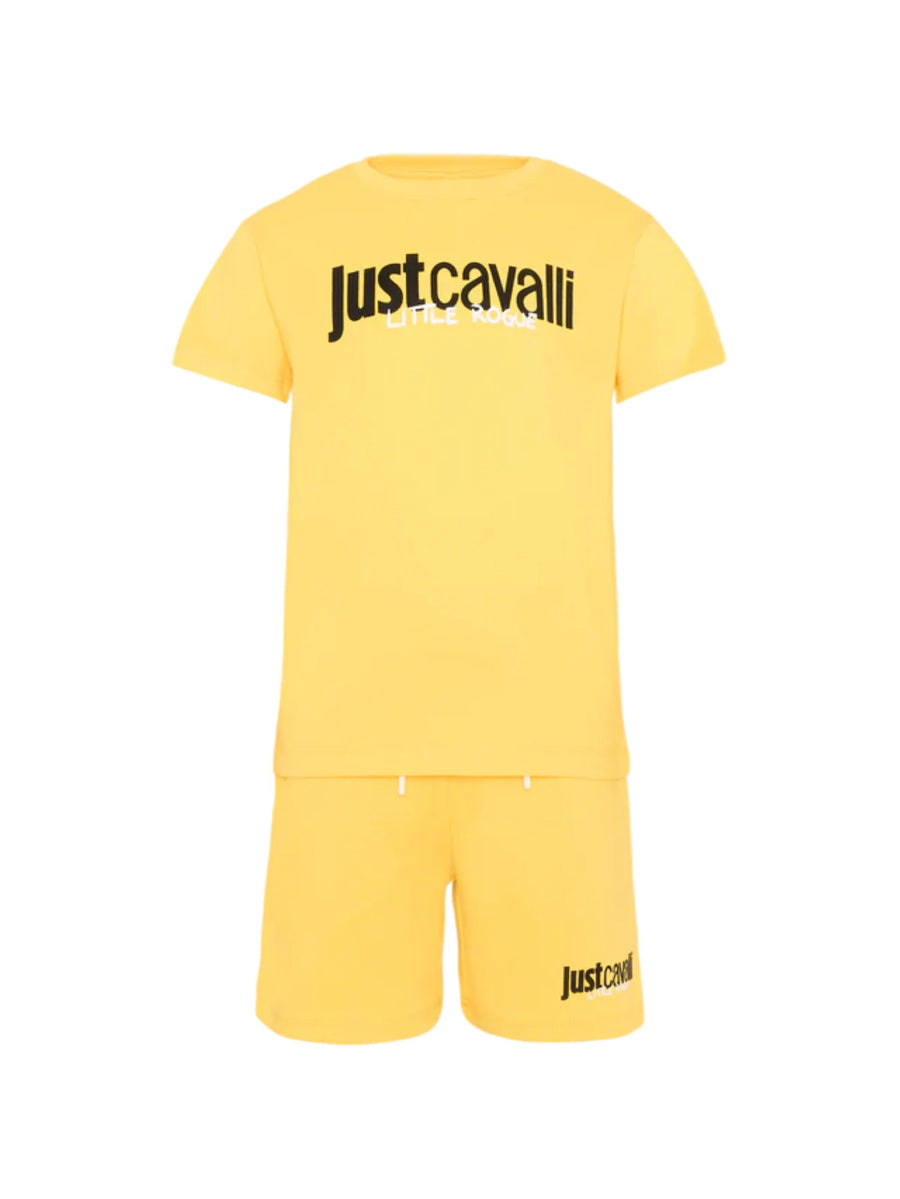 Just Cavalli completo bambino T-shirt e shorts con logo giallo
